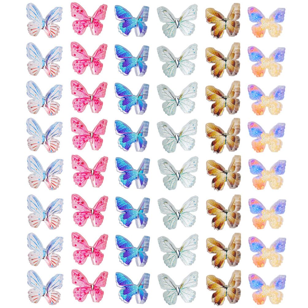 TOYANDONA 48pcs Tiny Butterflies, Mini Resin Butterfly Miniature