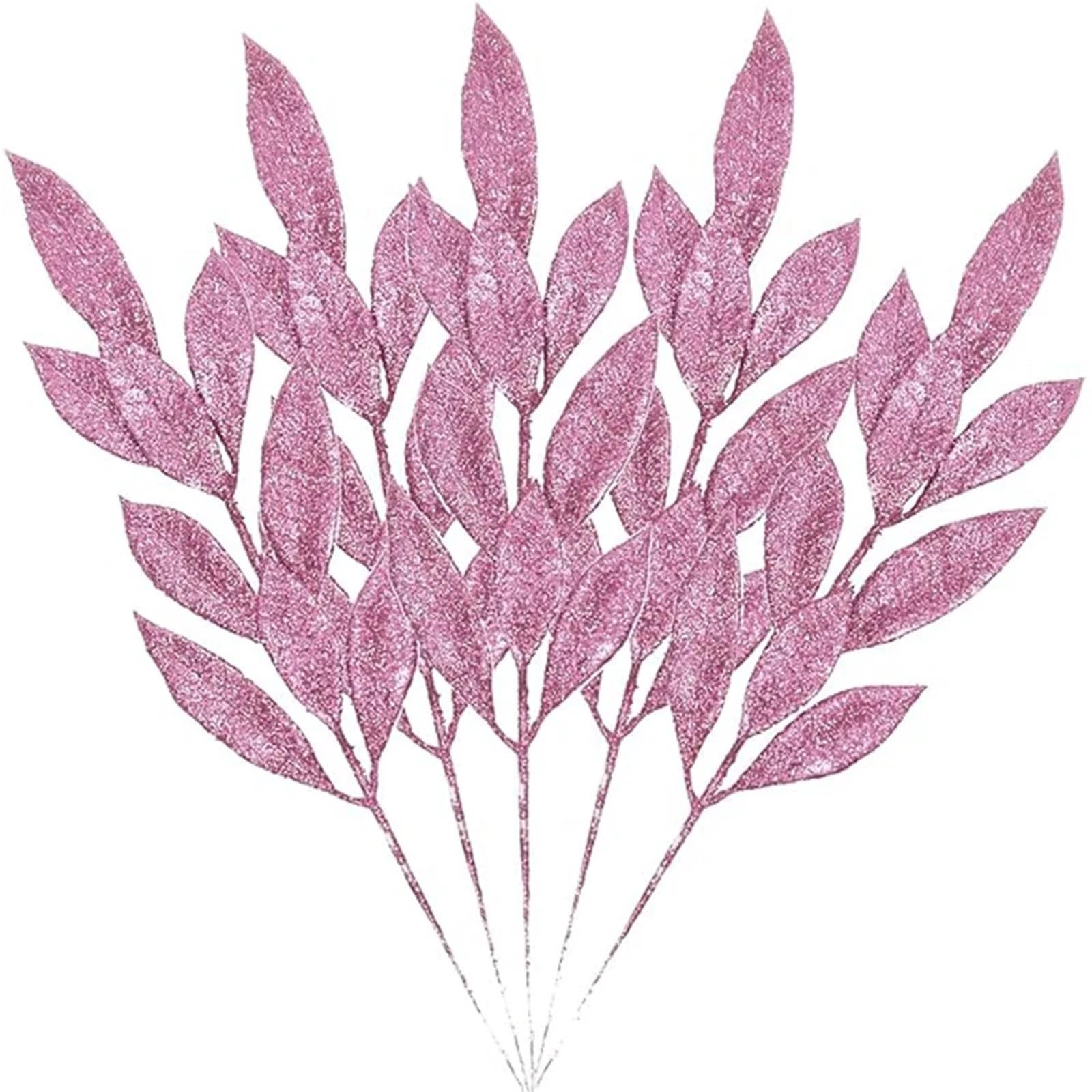 Aiguilles de pin artificielles à paillettes pour bouquet et couronne de Noël blanche