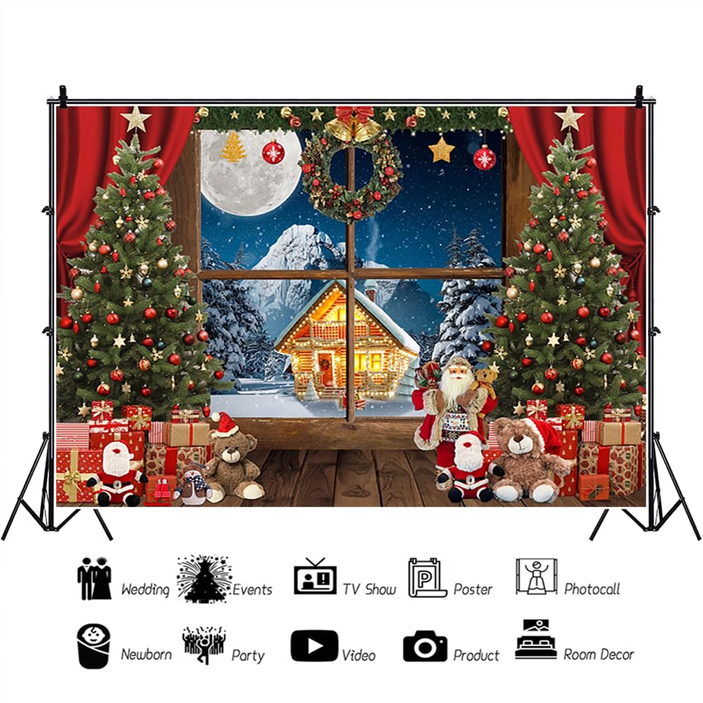 Weihnachts Hintergrund 12x8ft - Schneeflocke Weihnachtsbaum Fotohintergrund