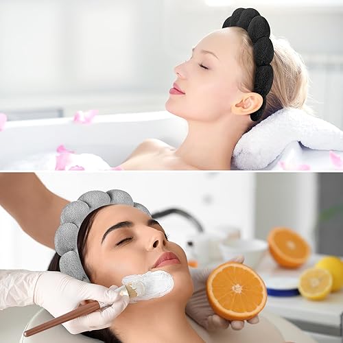 Miniatura 5 de Diademas de spa para lavar la cara o el rostro, juego de 2 diademas para el cuidado de la piel, diadema de tela de rizo, paquete combinado de lavado