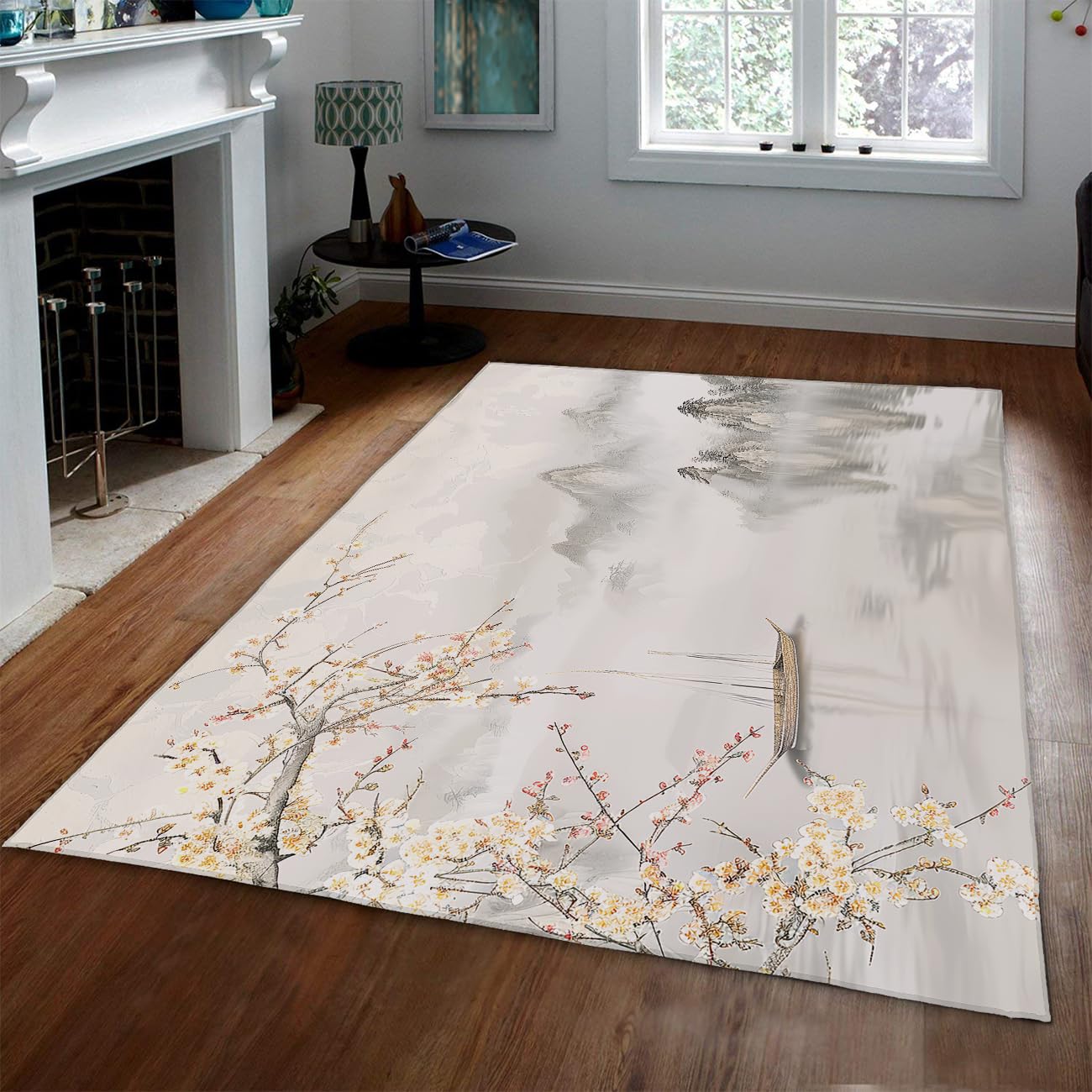Tapis lavables de paysage minimaliste gris et beige pour votre intérieur