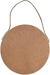 Round Hanging Mirror, 18-Inch Farmhouse Mirror with Leather Lanyard for Bathroom, Bedroom, Living Room, Entryway Home Decor. (Natural, S-30cm)