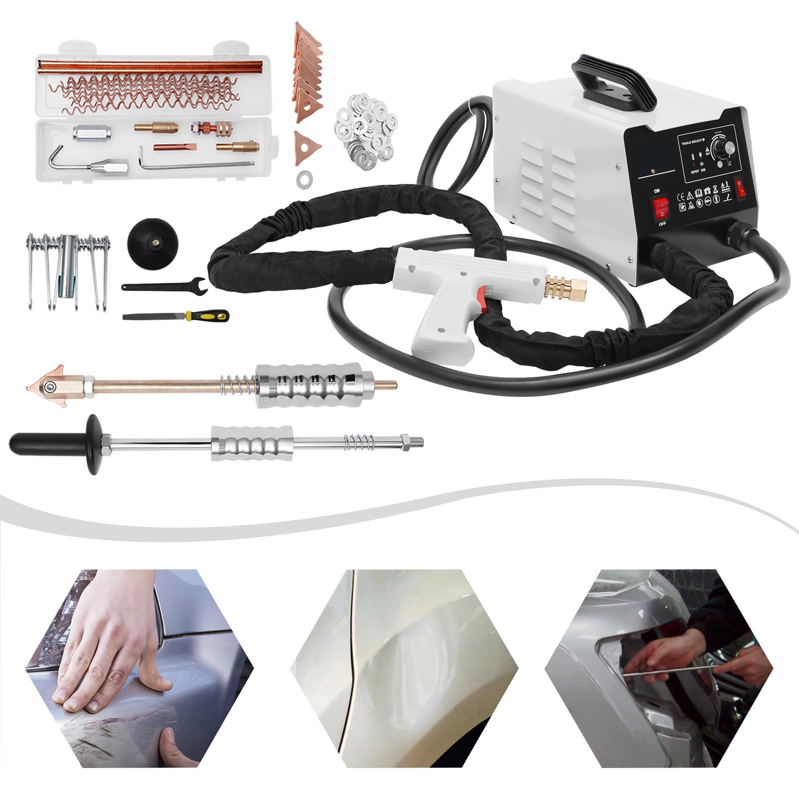 Karosserie Ausbeulspotter, 3500Amp 220V Automatisches Dent Puller Punktschweißgerät kfz Ausbeulreparatur Spotter Professionelle Schweißgerät Multimodal Reparatur Kit für Karosserie-Reparatur