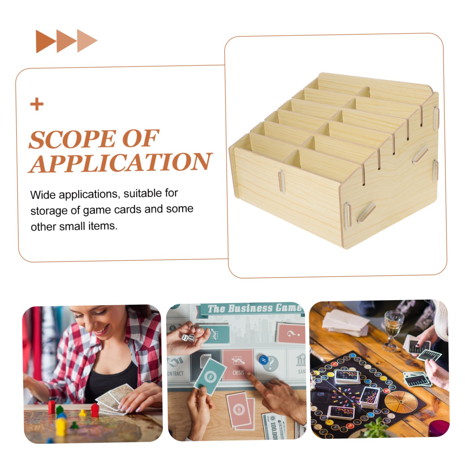 Hohopeti Caja Organizadora de Madera Múltiples Compartimentos para Almacenamiento de Cartas de Juego y Objetos Pequeños, Fácil de Transportar y Gran Capacidad