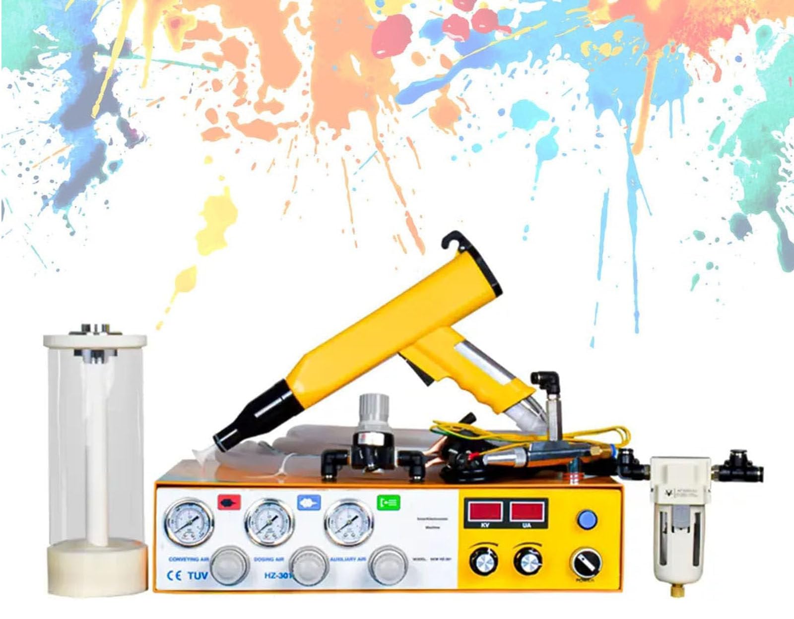Drmoxin Electrostatic Powder Coating Kits, Portable Paint Spray Gun with Dual Display,Manual Plastic Powder Sprayer for Automotive, Marine & Home DIY Projects