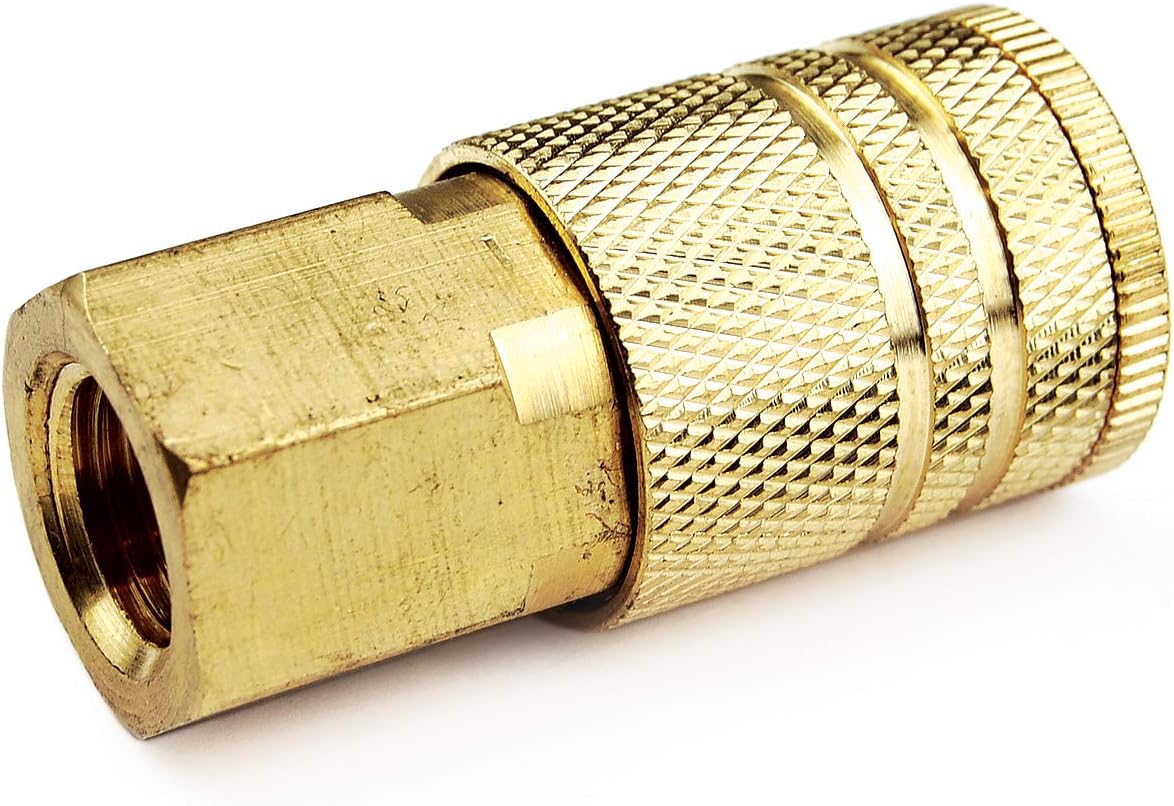 Primefit IC1414FB6-B10-P 1/4-Inch 6-Ball Brass Female Industrial Coupler Contractor Pack, 10-Piece