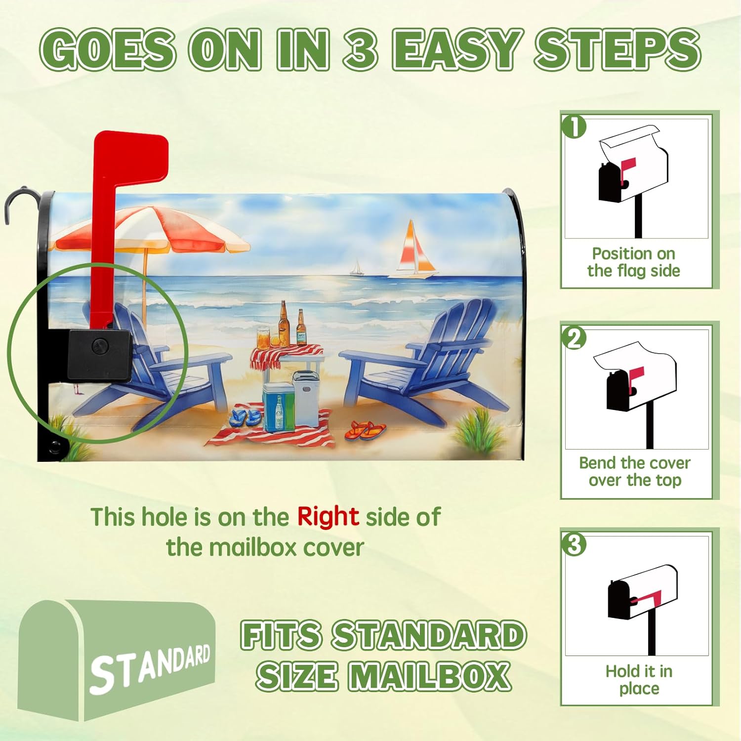 Summer Mailbox Covers Magnetic Beach Mailbox Cover Ocean View Mail Box Covers Sun Umbrella Post Letter Box Wraps Standard Size 21x18 inch Blue Chair Decorations for Outside Garden Yard