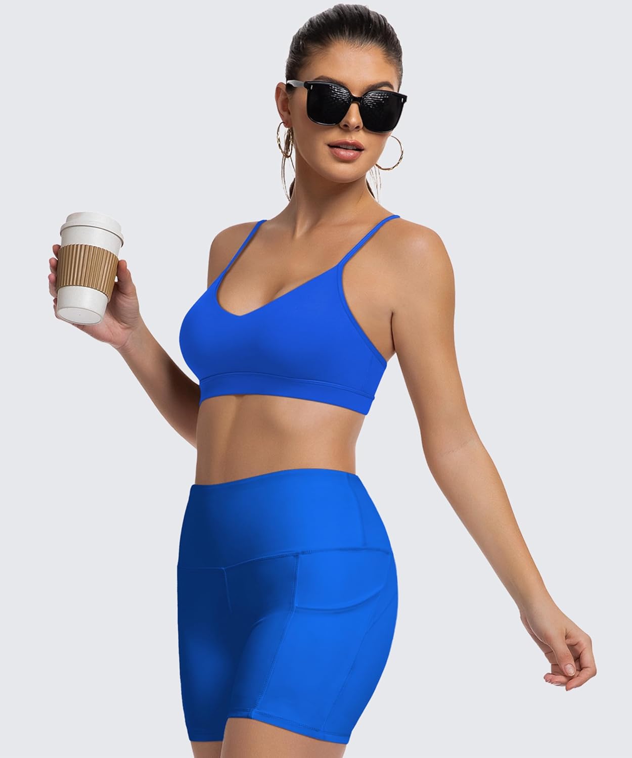 3-Pack Padded V-Neck Sports Bras for Women - Adjustable Spaghetti Thin Straps Workout Yoga Top - Image 6