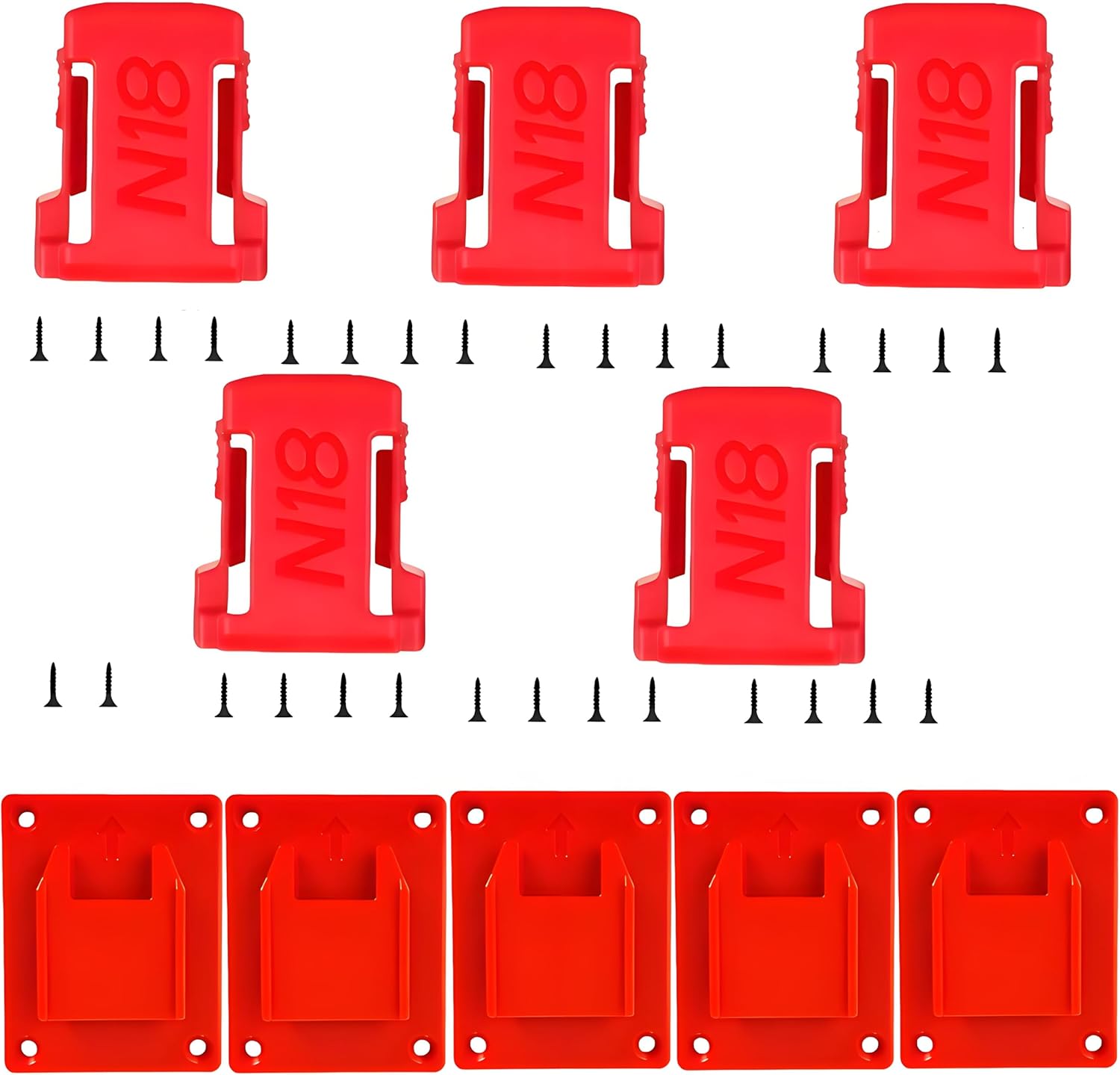 5pc tool holder For milwaukee 5pc Battery Holder m18 18v power drill holder wall mount cordless tool hanger organizer Storage Shelf with Screws