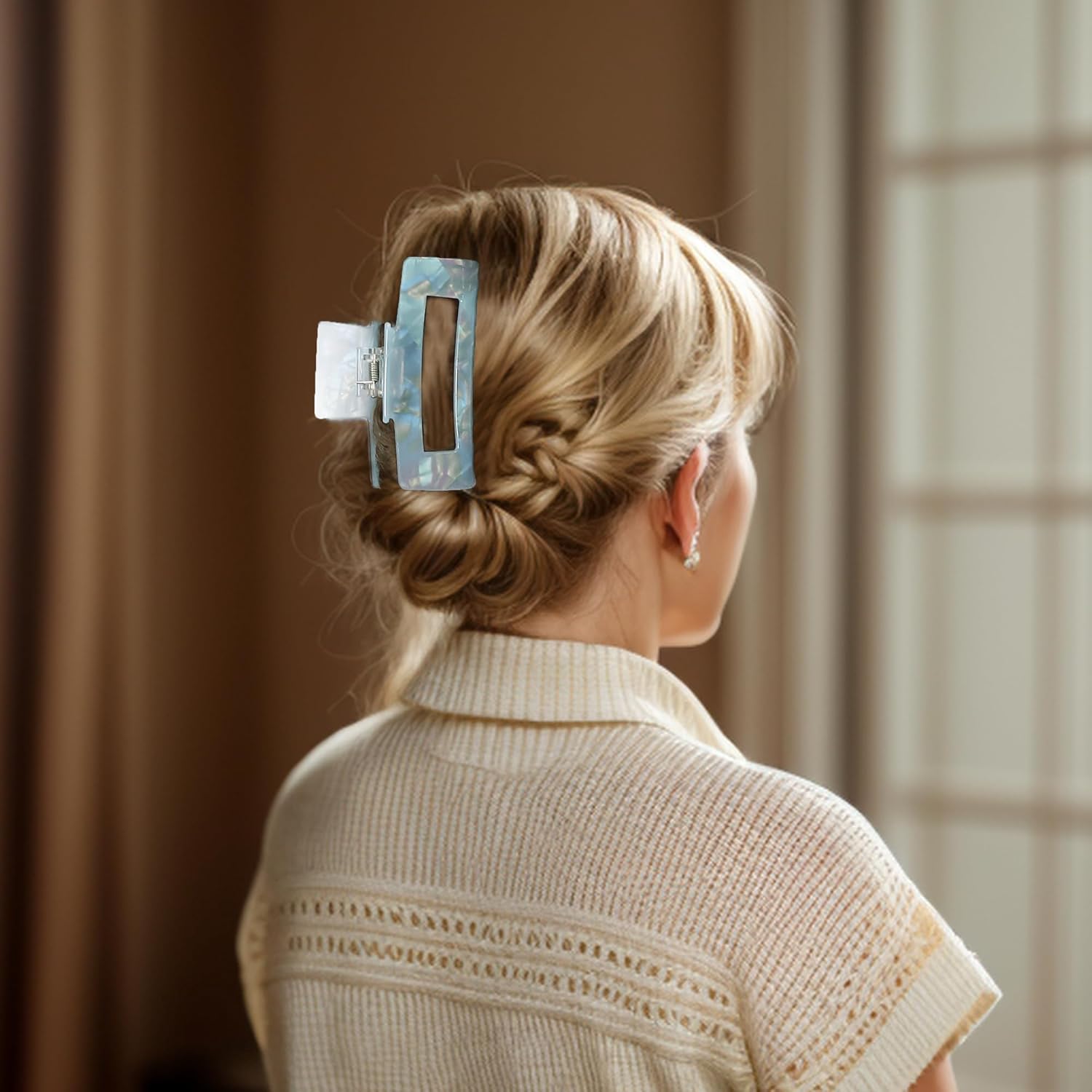 VOCOSTE Hair Caw Clips, Acetic Acid Hair Clips, Tortoise Hair Clips, Large Hair Claw Clips, Hair Barrettes for Women, Blue - Image 2