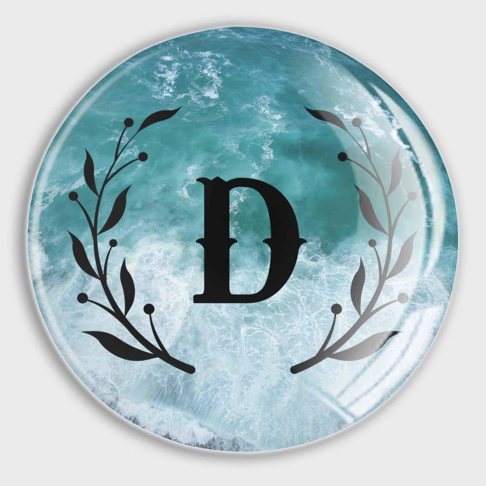 Aimants en verre monogramme D lot de 4 pour frigo et tableau