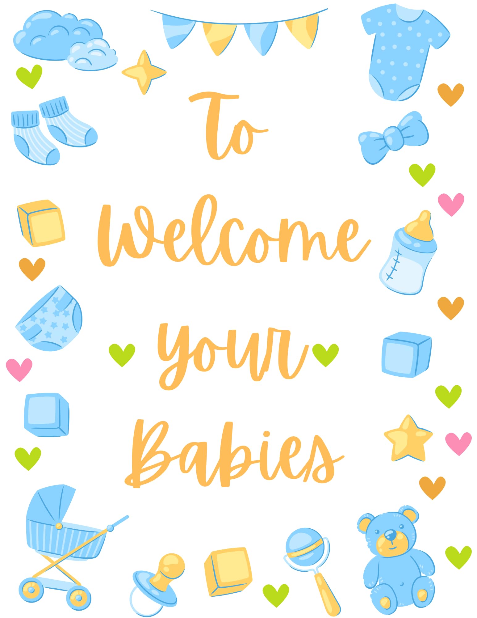 To Welcome Your Babies - Birth of Twins Triplets Multiples New Baby - Congratulations To Parents Greeting Card