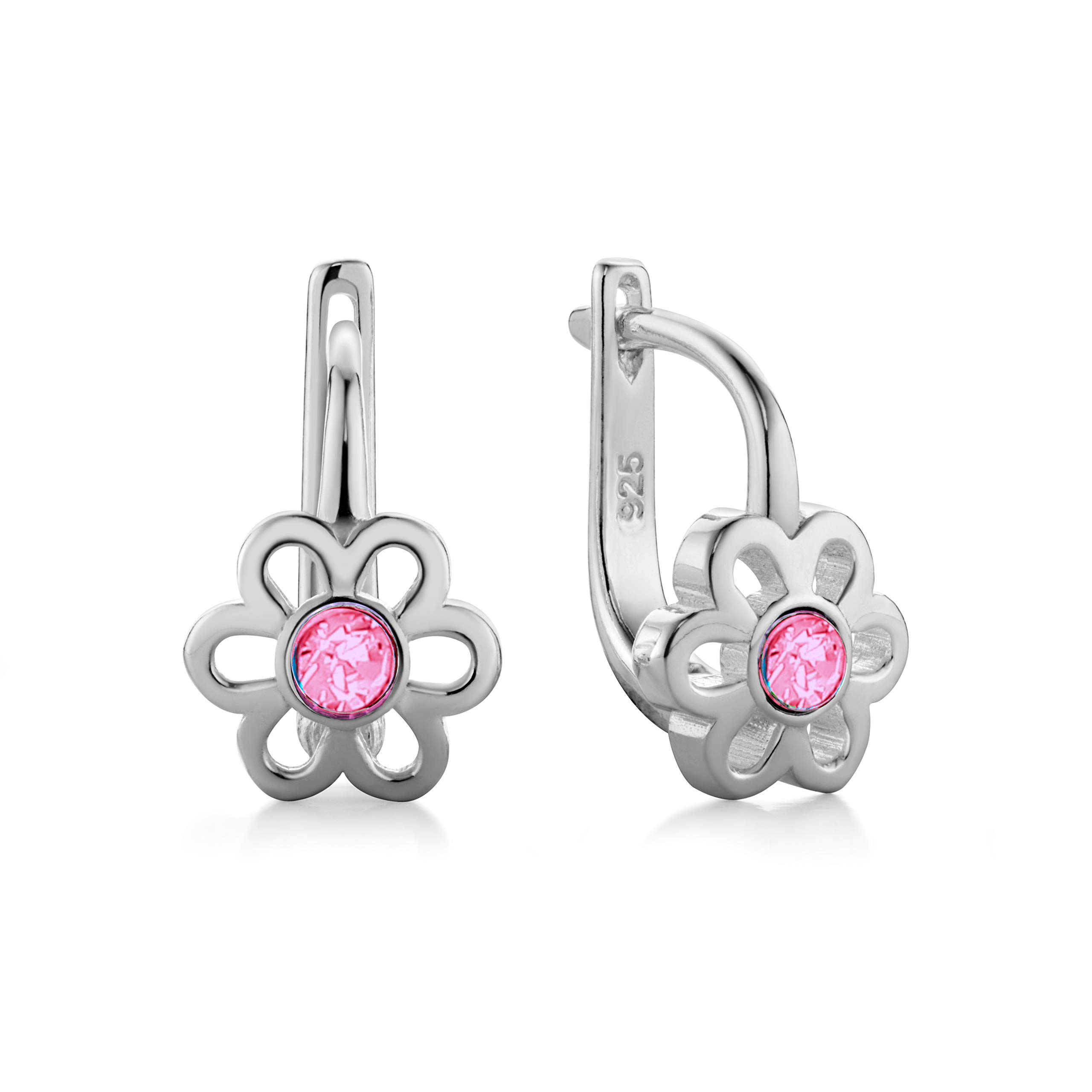 Pendientes niña de plata con flor roja para llevar en su primera comunión 7