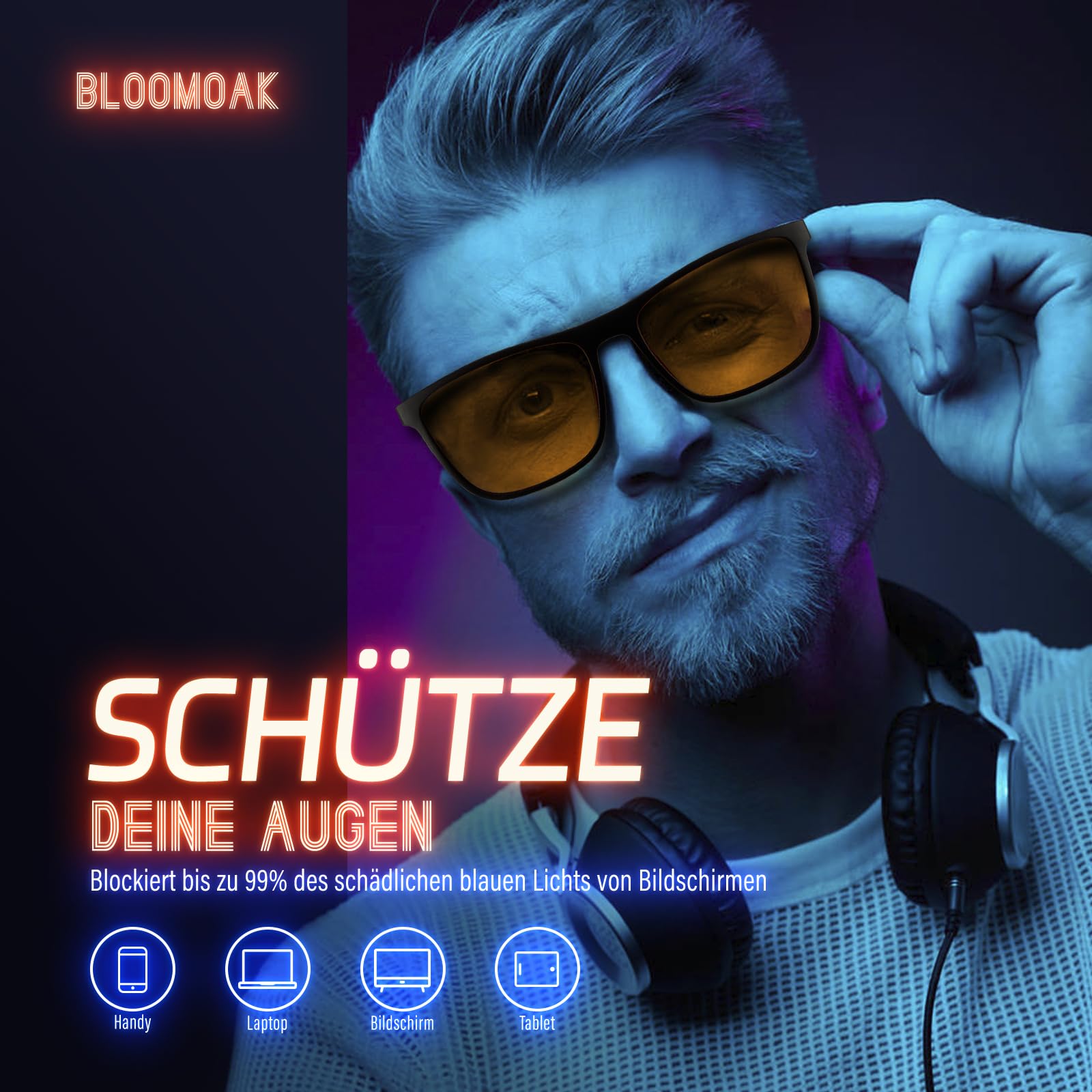 Bloomoak-99% Blaulicht-blockierende Brille-Gaming-Brille-blendfrei-Anti-Ermüdung-geeignet für Bildschirme, Fernseher