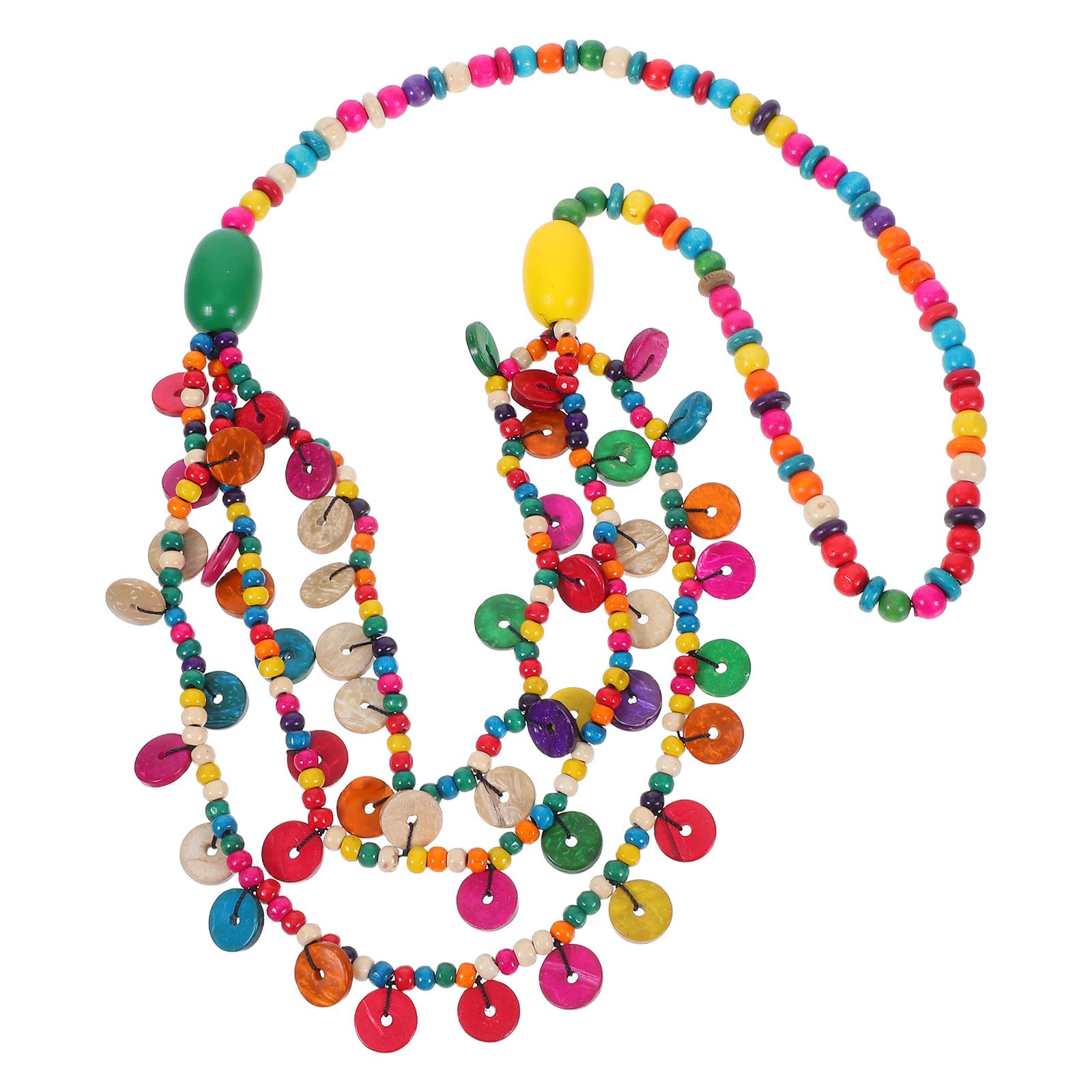 Abaodam Collana Perline di Legno e Guscio di Cocco Donna Bohemien Colore Casuale Lavorazione Fine e Ciondolo Unico, Stile Estivo da Spiaggia per Uso Quotidiano