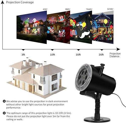 Miniatura 6 de Luces de proyector de Navidad de Halloween, luz LED de proyector con 16 patrones de deslizamiento, IP65, impermeable, para interiores y exteriores,