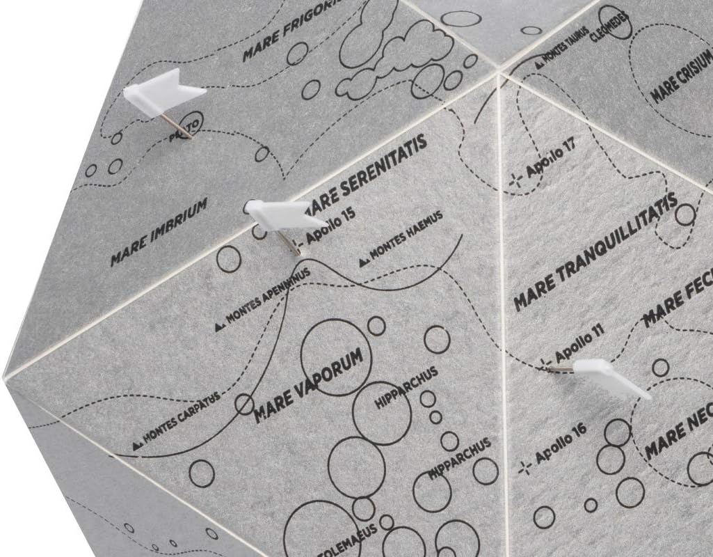 THERE Foldable Personal Moon Globe - 3D Map | Astronomy Decorations, Space Related Gifts for Adults Unique Home and Office Decor | High-Quality Graphic Paper, Easy to Assemble (Small)