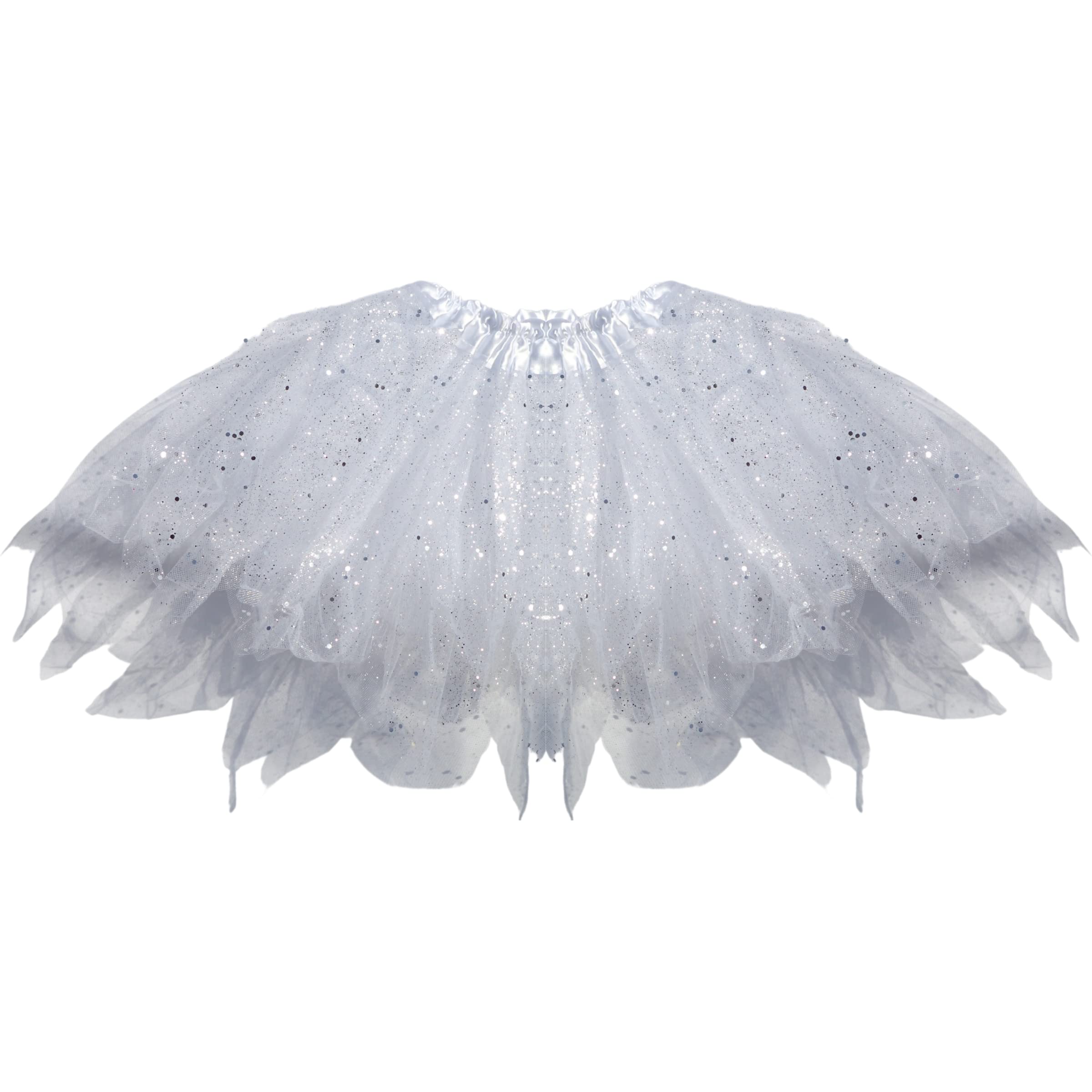 Topkids Accessories Cute White TuTu's for Girls, Kids Tutu Skirt, Ballet or Princess Costume Tutu for Teenagers & Girls Tulle Skirt, Costumes Skirts & Tutus, Sparkles (Sparkly White)