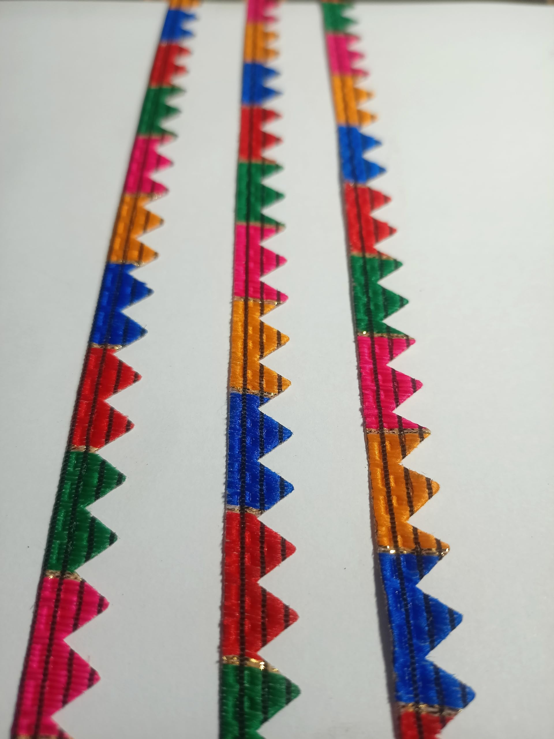 Multi-Color Triangles Lace Strips Border Trim, Saree, Bridal Lehenga, Chaniya Choli, Blouse, Bags, Craft Material, Sarees, Lahengas, Suits Border Malty Samosa 9+9+9 Mtr (Pack of 3) (B0CNRRV89B) Amazon Price History, Amazon Price Tracker