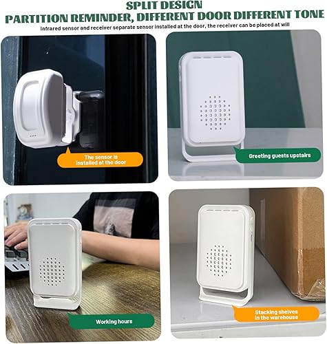 Miniatura 2 de 1 Set Door Sensor Chime, Motion Detector Door Bell for Business Store Entry Alert, Wireless LED Indicators& Vibration Welcome Buzzer Monitor Chime