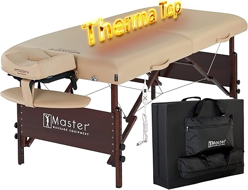 Master Massage Paquete de mesa de masaje portátil Del Ray Therma Top de 30 pulgadas, color crema
