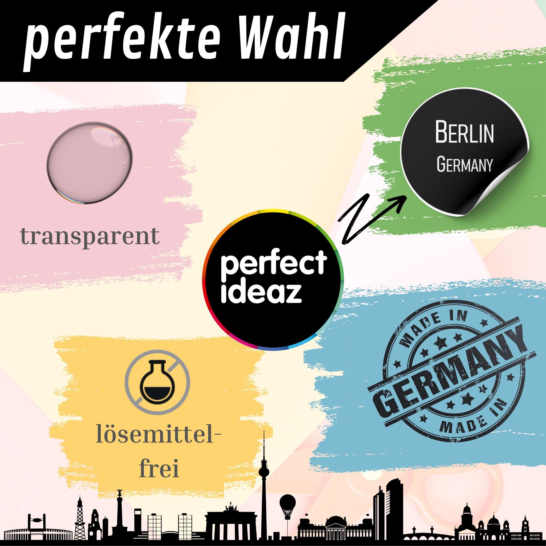 perfect ideaz - colla per il fai da te da 8 x 1000 g (8 x 1 kg), collante trasparente, privo di solventi, lavabile, liquido, idrosolubile, ad asciugatura rapida, per progetti scolastici