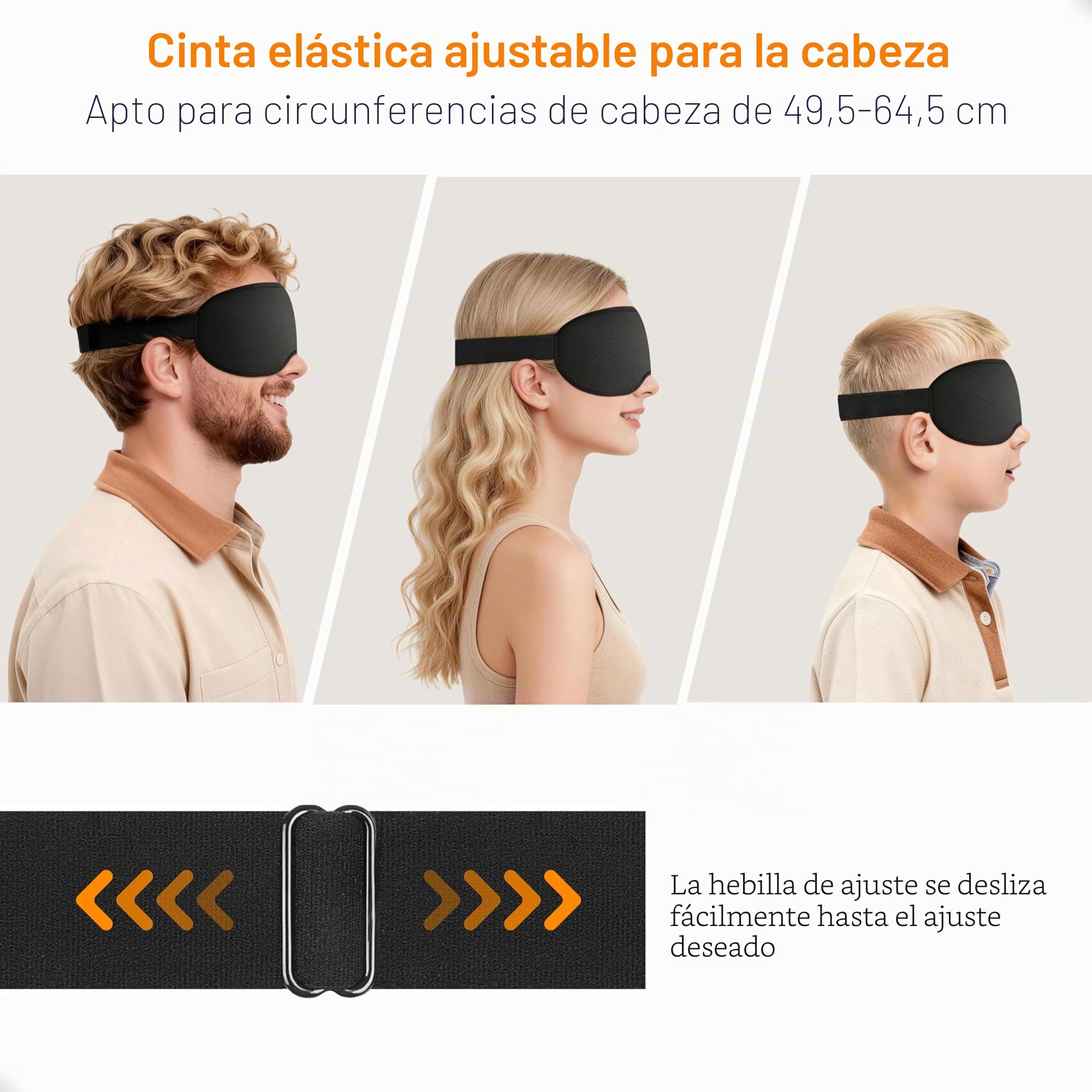 Gritin Anti-Luz Antifaz para Dormir para Mujer y Hombre, 3D Máscara para Dormir Ultrasuave y Cómodo, Sin Presión en Ojos Ni Pestañas con Banda Elástica Ajustable, Diseño Ergonómico para dormir, viajar