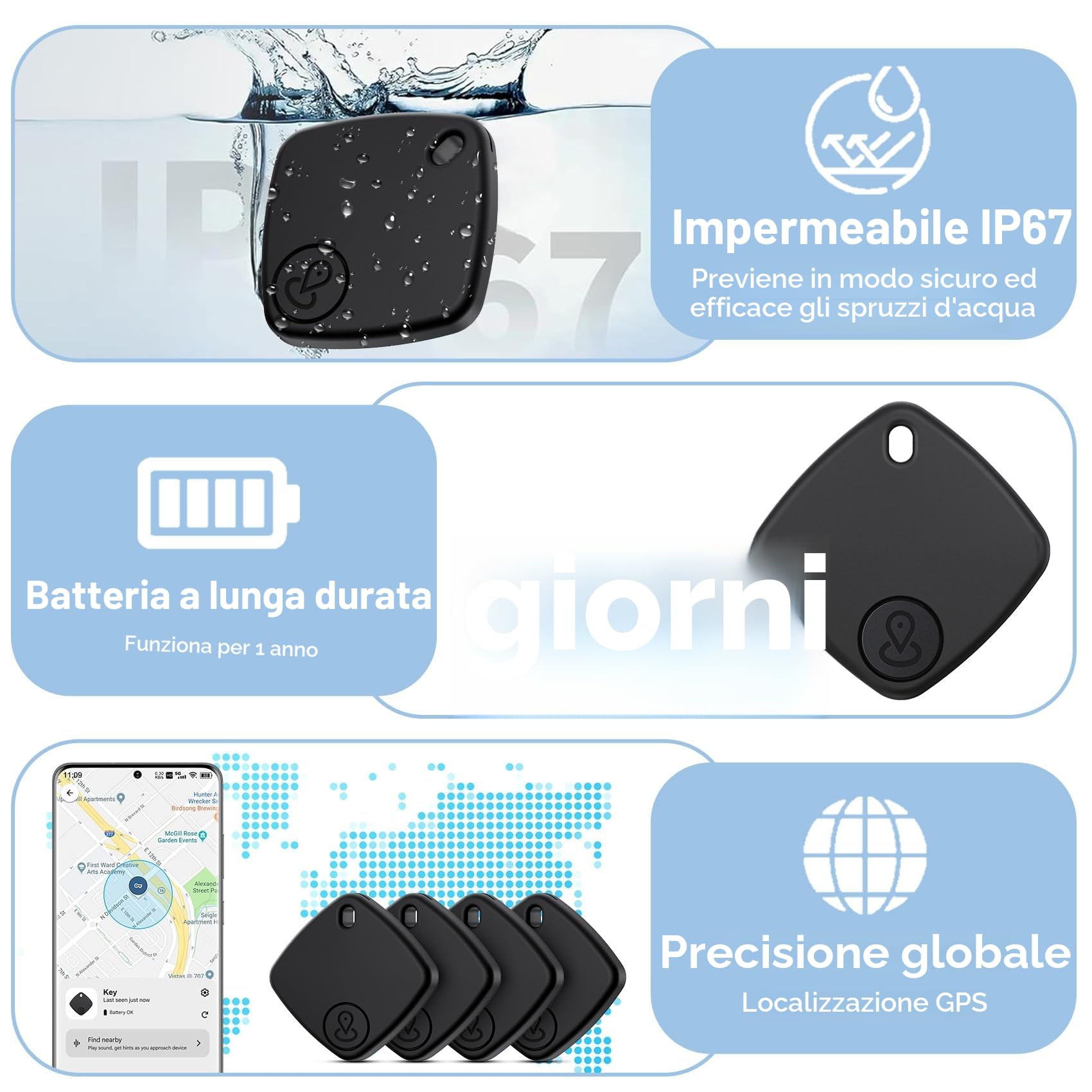 uootem Air Tracker Android · 4 Pezzi Bluetooth Smart Tag — immagine 7 di 16