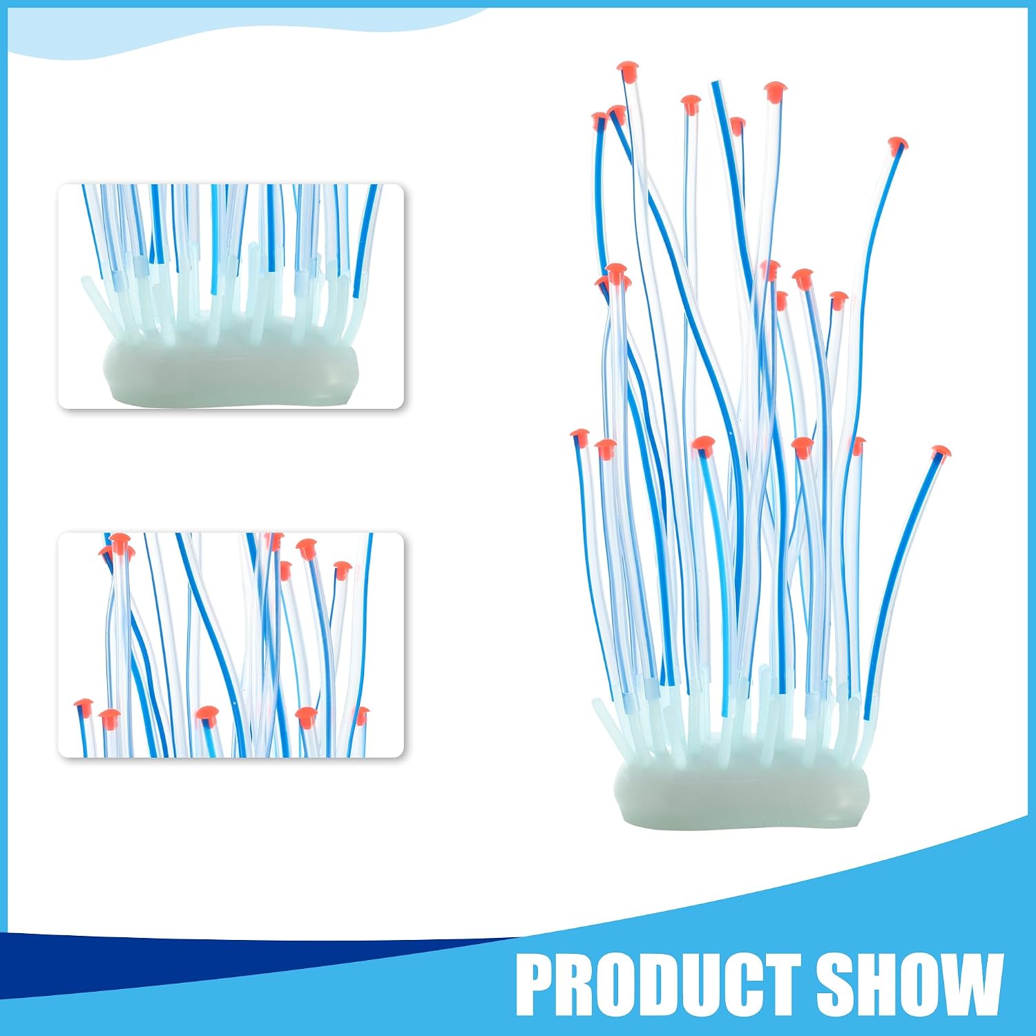 Simulation Coral Sea Urchins, Silicone Fluorescent Coral Glow Ornaments for Aquarium (Blue)
