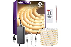 16.4ft Hitlights Power Supply COB LED Light Strip Warm White