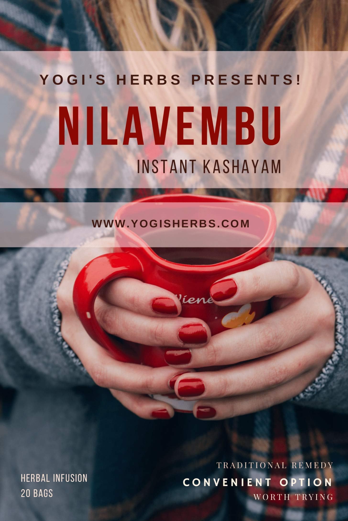 Yogis Herbs Nilavembu Instant Kashayam (Andrographis paniculata)-Herbal Infusion – 20 Dip Bags