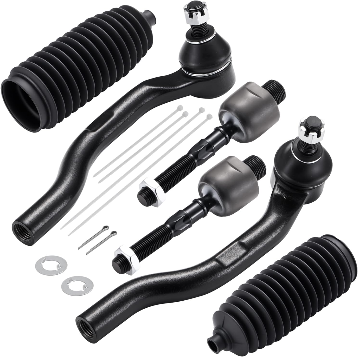 6-PC Tie Rod Ends Kits Compatible with Honda Accord 2008-2012,2xInner EV800461,2xOuter ES800460 ES800459,2xdust cover