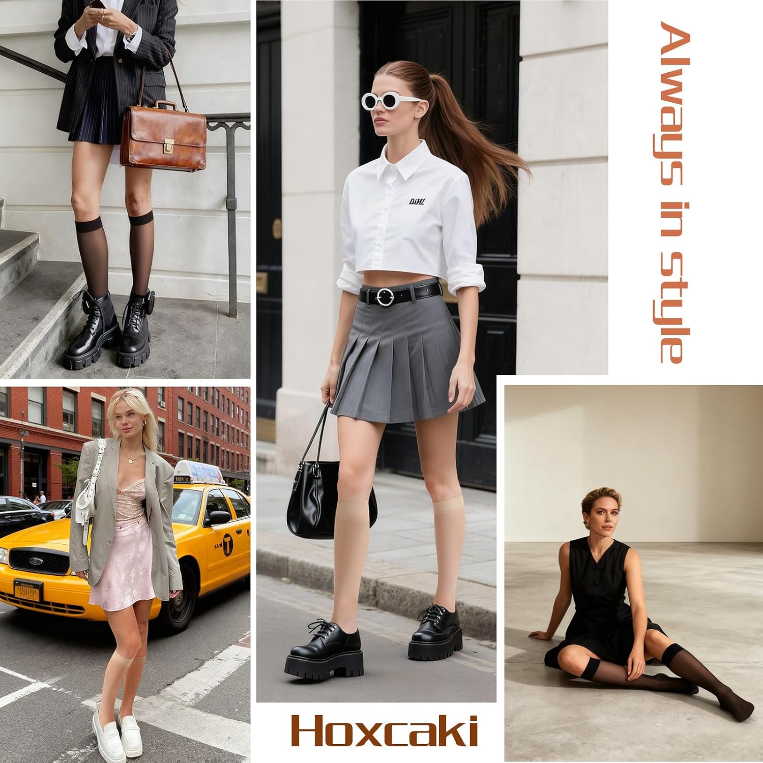 Knee High Stockings for Women, 10 Pairs Knee High Socks with Reinforced Toes Sheer Nylons Socks for Women