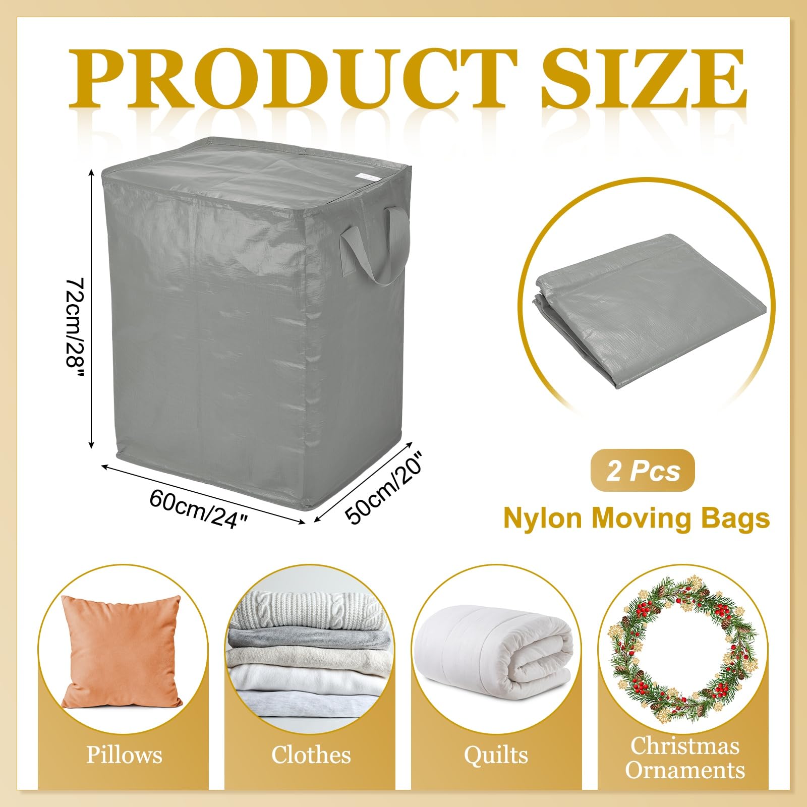 QUARKZMAN Bolsas de Mudanza 240L 20x24x28 Pulgadas Plata 2 Piezas