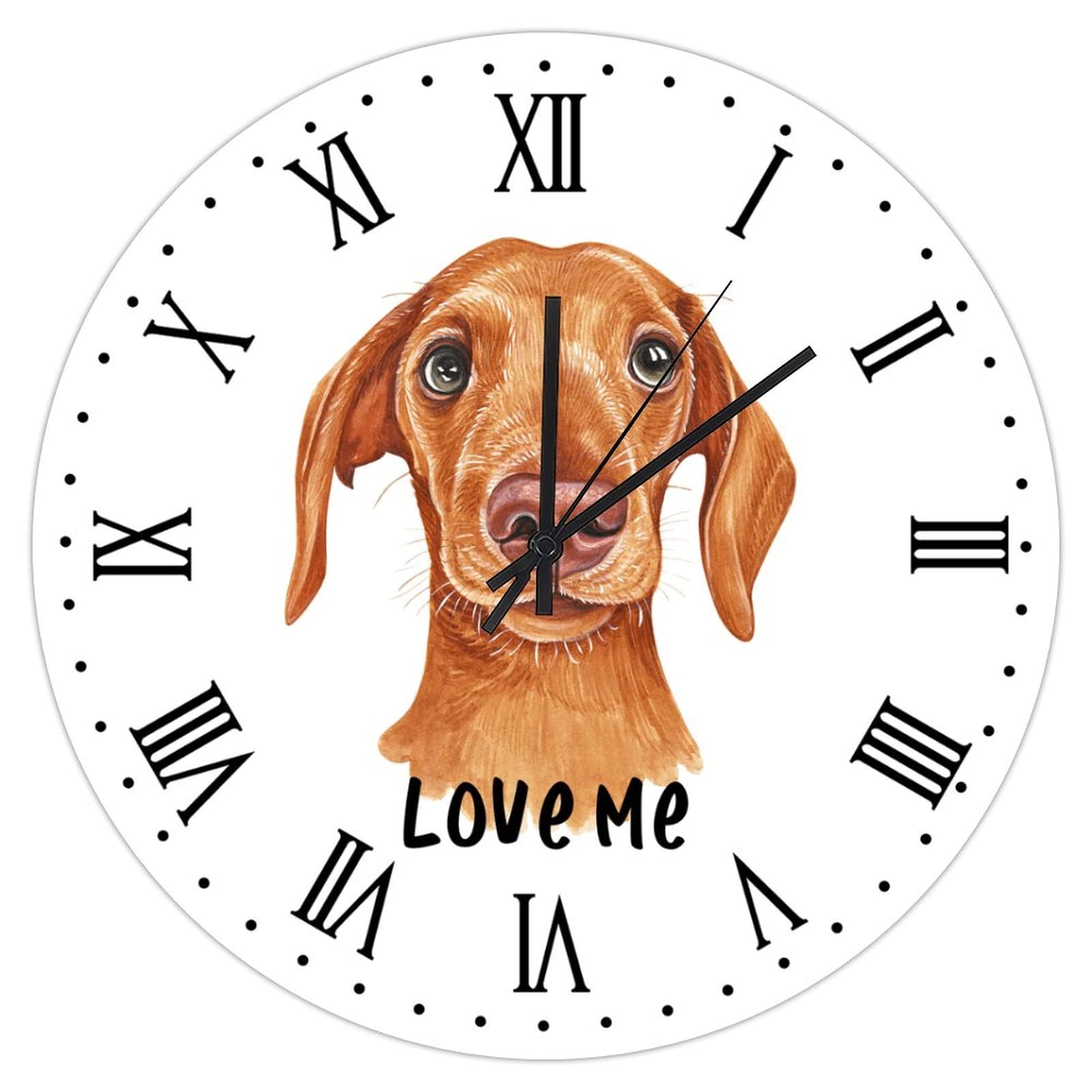 Horloge murale silencieuse teckel Love Me en bois vintage 38cm