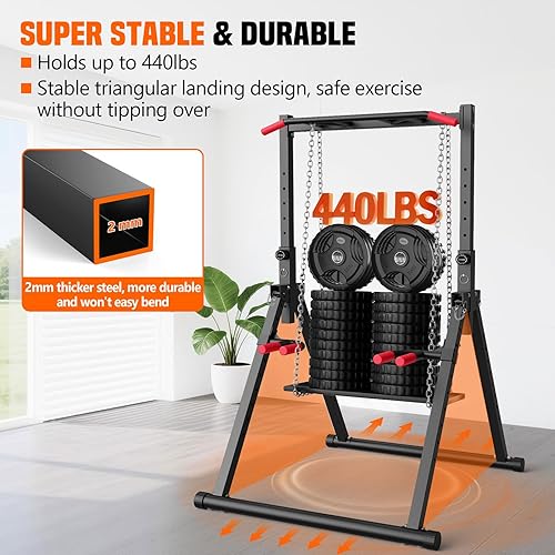 Miniatura 6 de SERTT Estación de inmersión plegable de torre eléctrica para dominadas, inmersiones, flexiones, barra de dominadas mejorada, equipo de entrenamiento