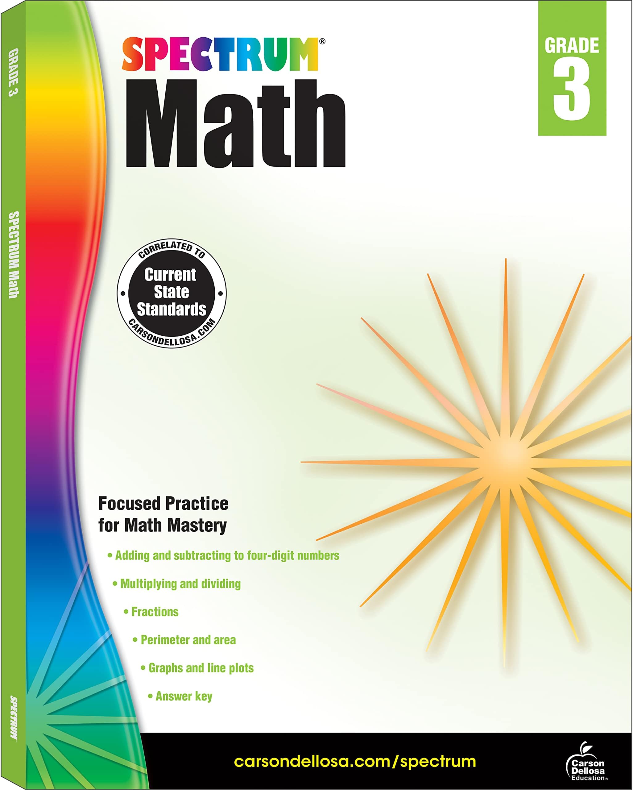 Spectrum 3rd Grade Math Workbooks, Addition, Subtraction, Multiplication, Division, Fractions, and More Mathematics, Classroom or Homeschool Curriculum