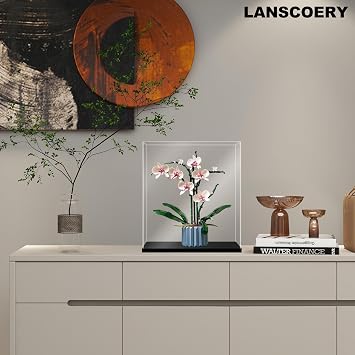 LANSCOERY Acrylic Display Case, 18x18x18 in Clear Display Box with 10mm Black Base for Large Collectibles and Keepsakes