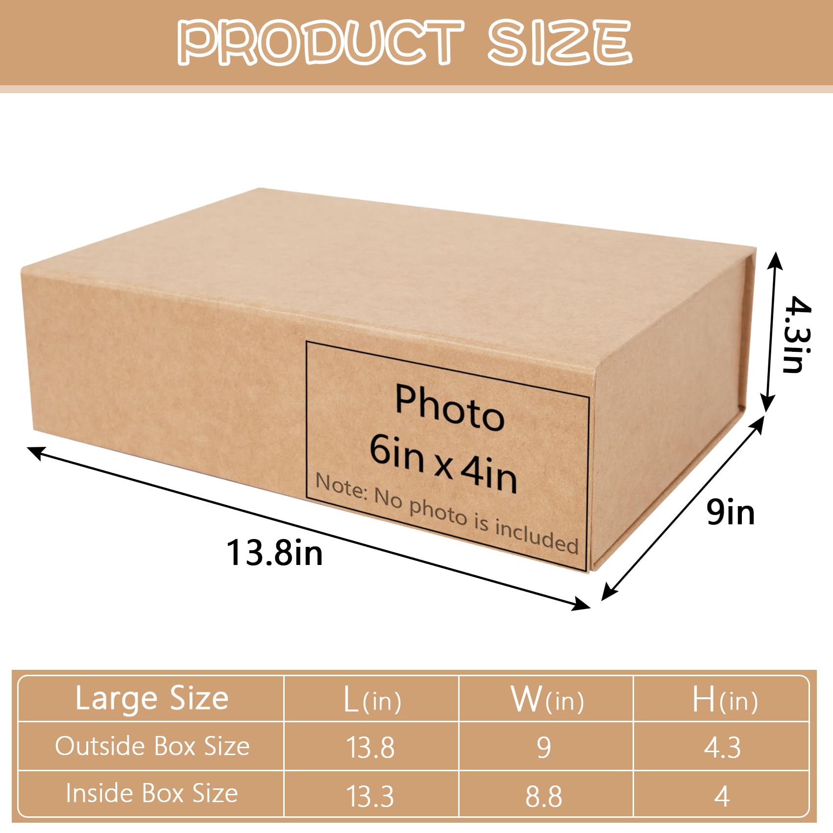 RayofSun Scatole regalo marroni con coperchio magnetico per regali, 34,8 x 22,9 x 10,9 cm, grandi, rettangolari, pieghevoli, scatole decorative per damigella d'onore, proposte di matrimonio, Natale