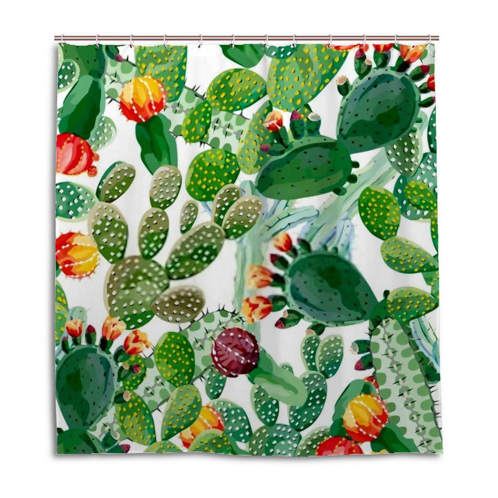 Rideau de douche fleurs de cactus Chehongg en polyester imperméable de 168x183 cm