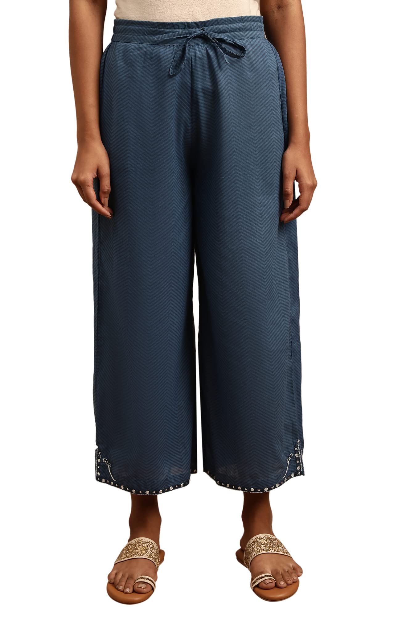 w for woman Regular Folksong Pure Cotton Strechable Parallel Pants for Women | Pure Cotton Parallel Pants for Women | Trousers for Women-picture-22