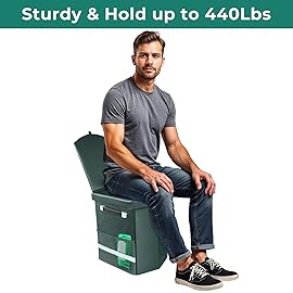 2025 Upgraded 16.5\'\' XL Portable Toilet for Adults,Tall Camping Toilet with Lid and Convenient Carry Bag, Portable Potty for Camping, Hiking, Car Travel,Truck, RV, Boating, Road Trips, Beach (Green)