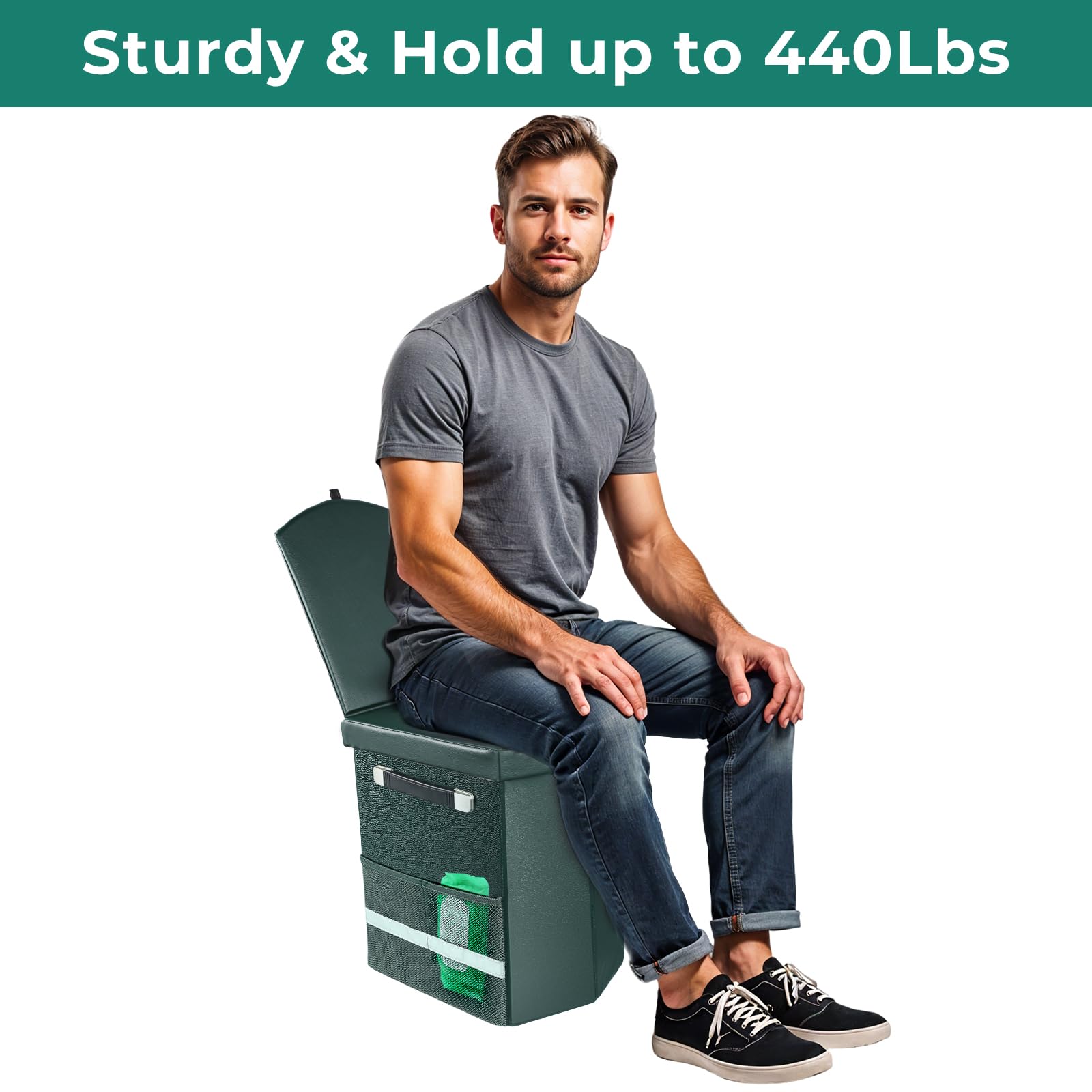 WC portatile per adulti, WC portatile XL per campeggio, 41,5 cm, WC da campeggio con coperchio, WC da campeggio con borsa, vasino da viaggio per campeggio, escursionismo, viaggi su strada, auto, tenda