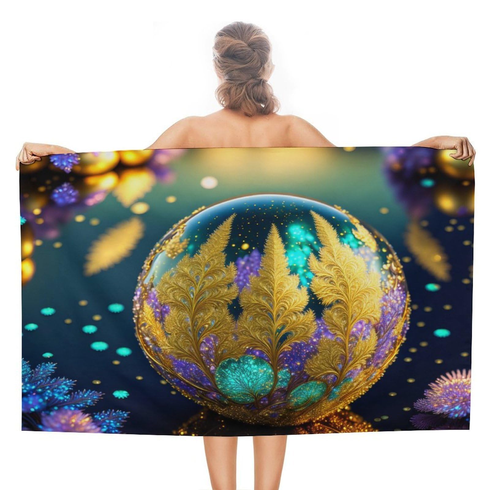 Serviettes de plage légères Golden Forest en verre 130x80 cm