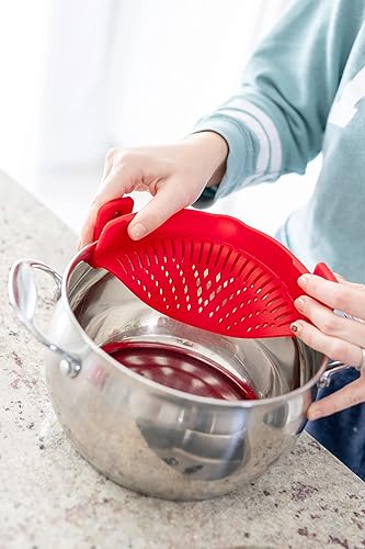 Miniatura 5 de Colador de pasta de silicona con clip, ajuste universal para todas las ollas y tazones, escurridor a presión para pasta, carne, verduras, frutas,