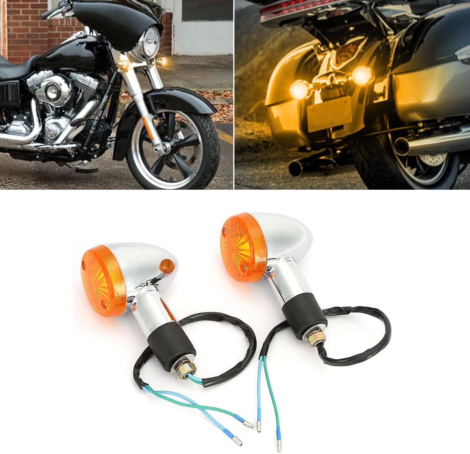 Motorcycle Turn Signals 2pcs Universal Front Rear Turn Signal Lights for Honda Harley Kawasaki Suzuki Yamaha Motorcycle Street Standard Custom Bike Cruiser Bobber Chopper