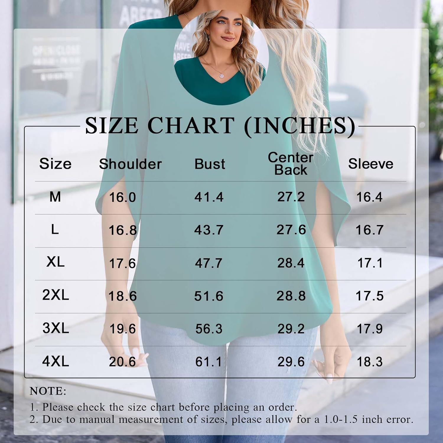 TAOHUADAO Womens 2026 Summer 3/4 Sleeve Tunic Tops Chiffon Work Blouse V-Neck Dressy Casual Shirt - Image 5