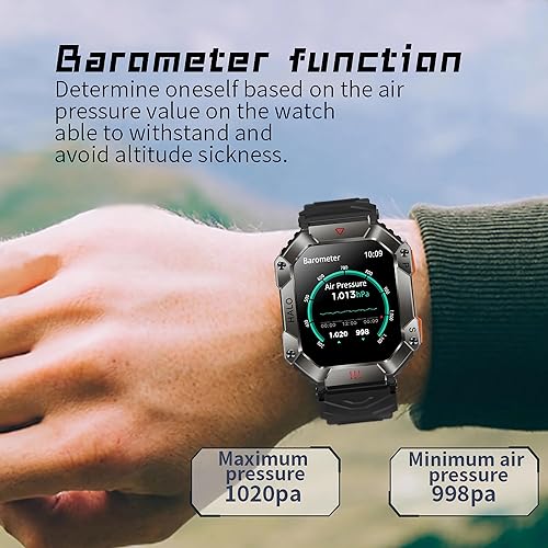 Miniatura 5 de Pard Pantalla IPS de 2.0 pulgadas para viajes al aire libre Smart Sports Fitness Tracker, reloj inteligente ultraligero, negro