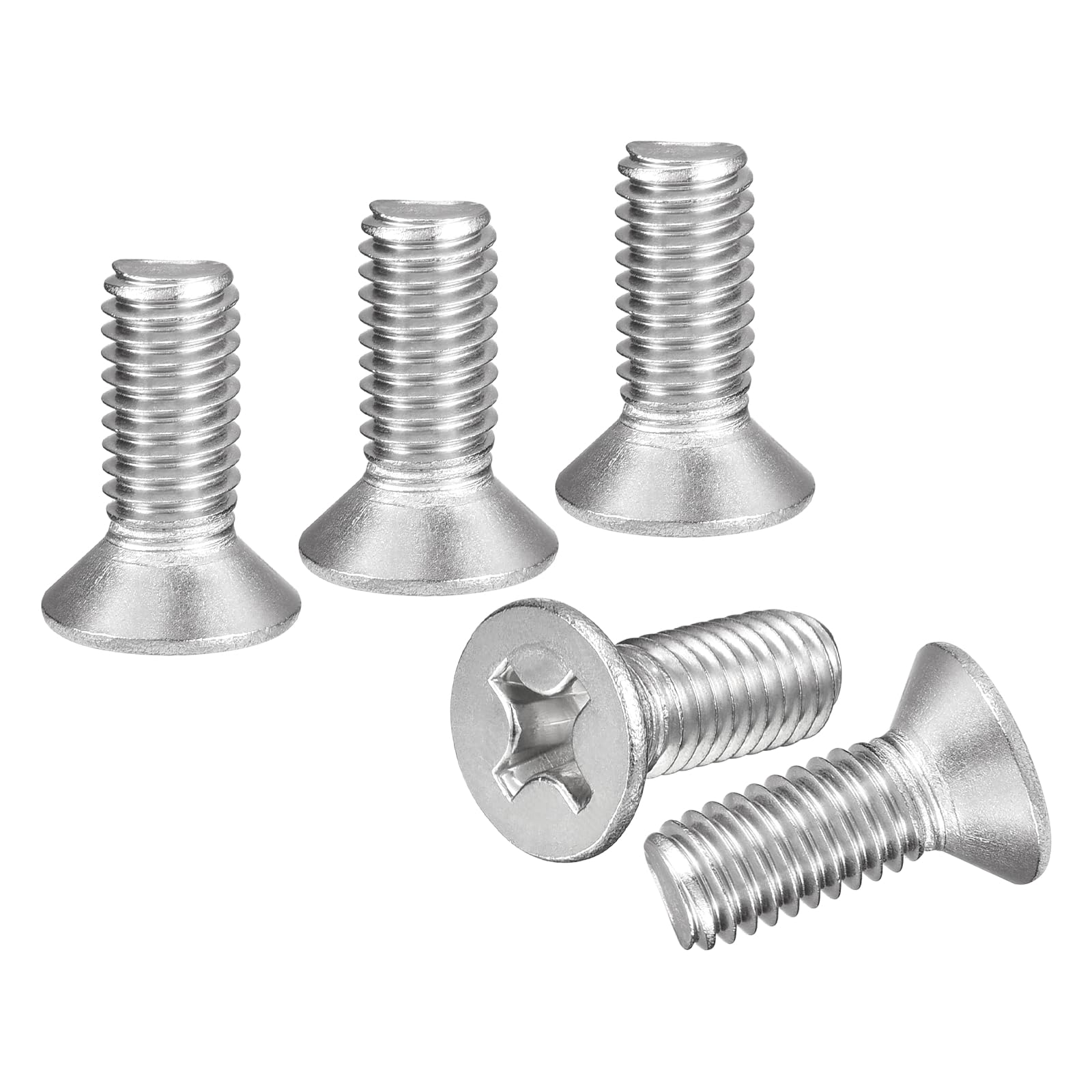 DTGN M6-1x16 Phillips Countersunk Head Bolt - 30pcs - Good for Outdoor Machinery Fastening Maintenance - 304 Stainless Steel Flat Head Machine Screw Bolt - Silver Color — image 1