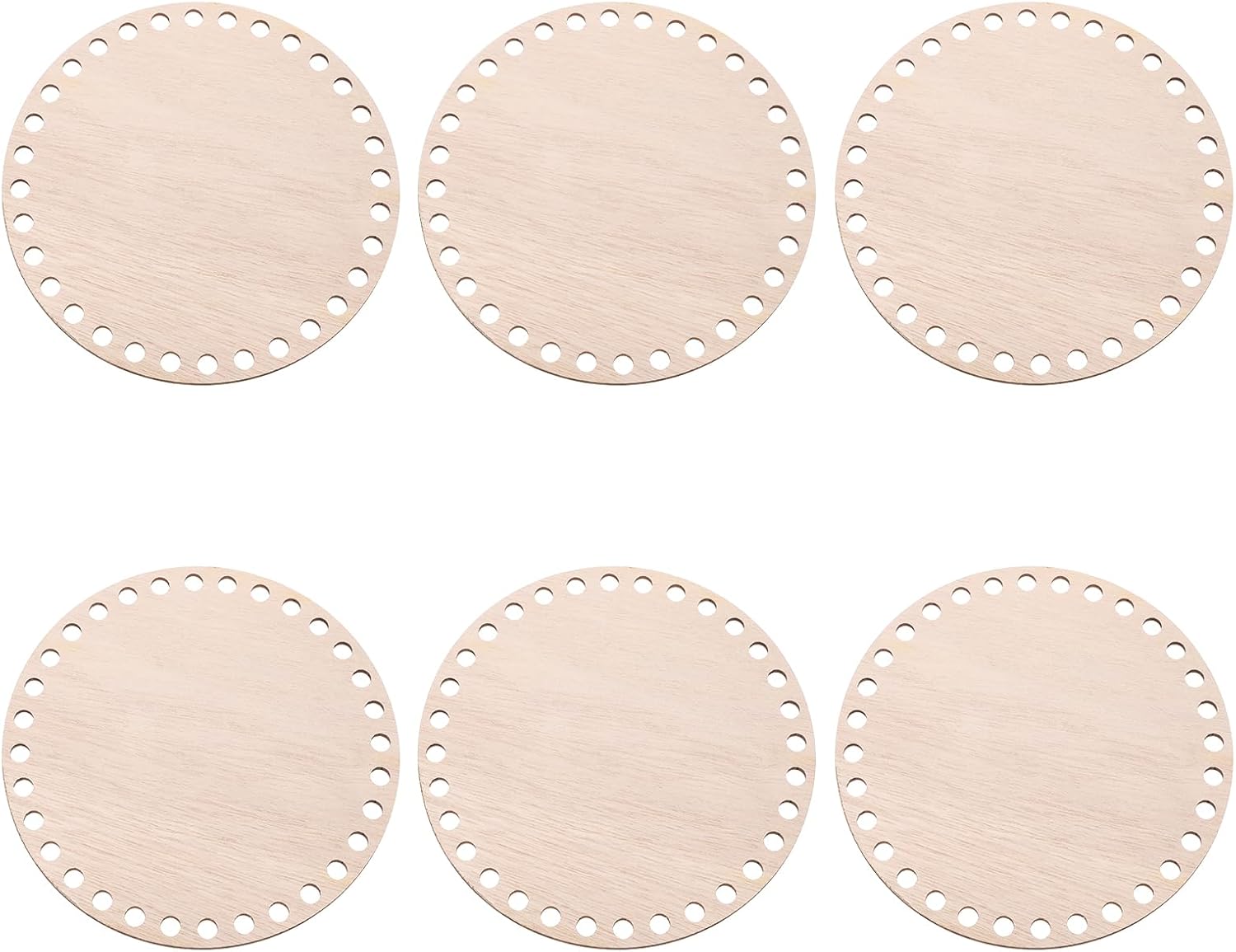 PATIKIL 6" Diameter Crochet Basket Bottom, 6Pcs Round Blank Crochet Knitting Wooden Base for DIY Crafts Weaving Basket Making Supplies Home Decoration, Brown